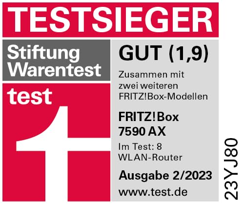 FRITZ!Box 7590 AX Exclusive – Wi-Fi 6 DSL-Router mit Mesh, DECT & USB-Stick