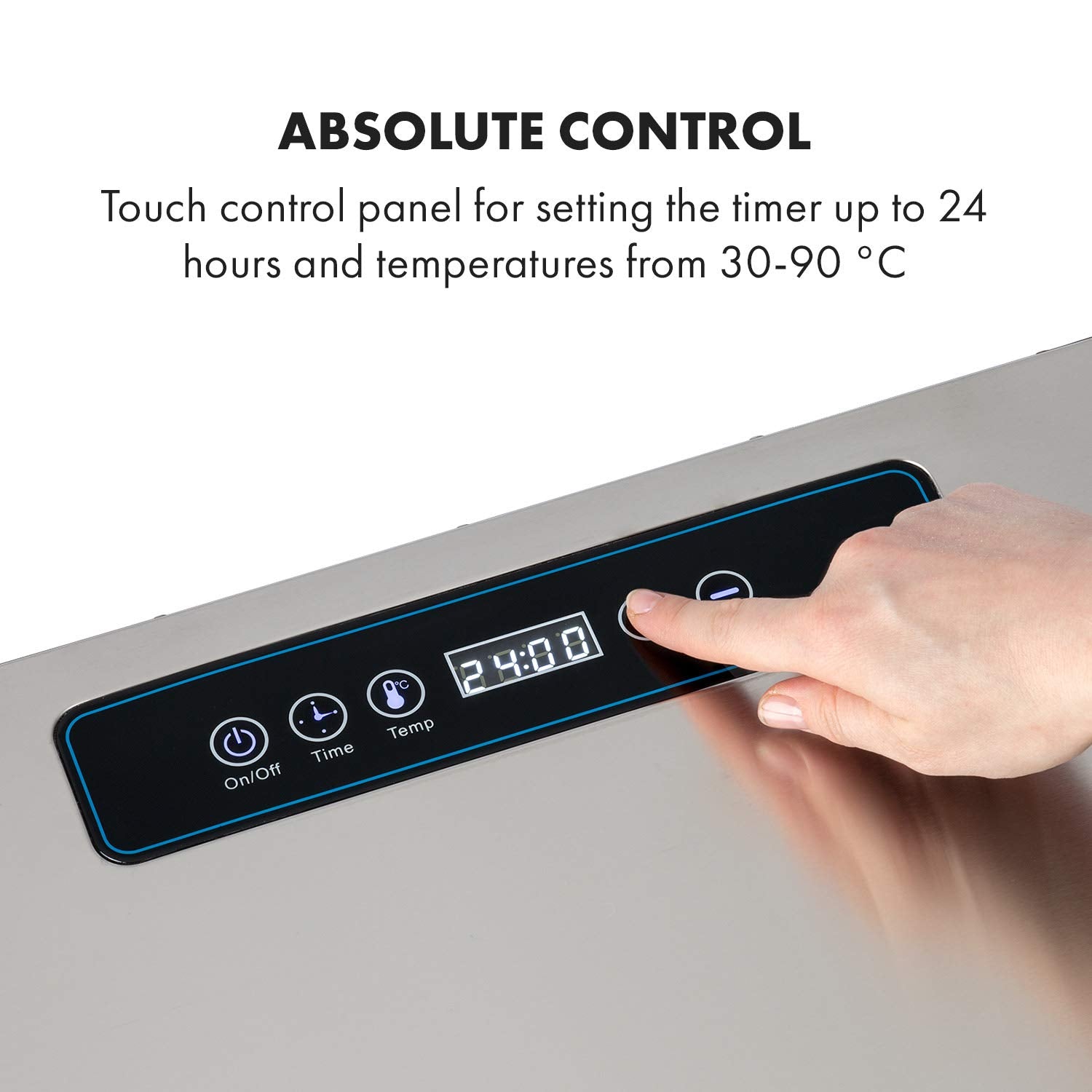 Klarstein Dörrgerät, Dörrautomat für Gemüse, Obst, Pilze & Fleisch, 1500W Edelstahl-Dörrautomat, Trockenautomat mit 16 Metallgitter, Dörrgerät mit 24H Timer & Touch-Display, Food Dehydrator