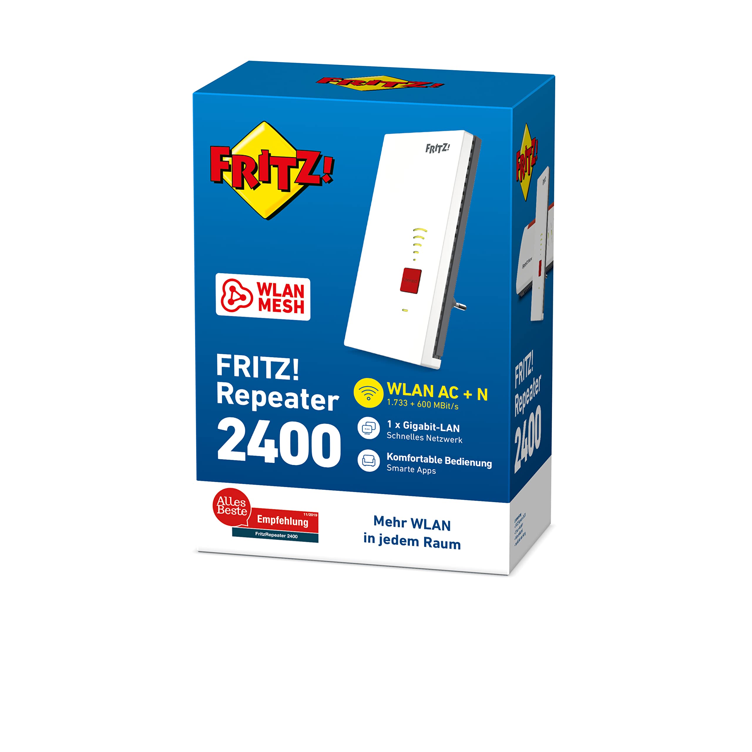 FRITZ!Repeater 2400 – Dual-WLAN AC+N Repeater mit bis zu 1.733 MBit/s & LAN