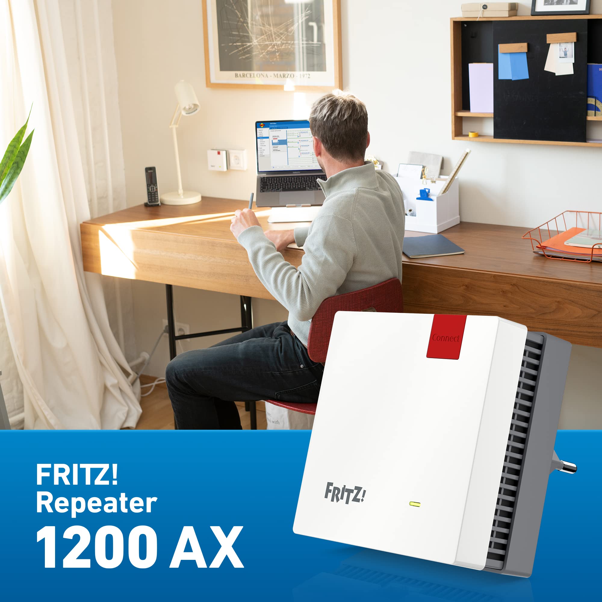 FRITZ!Repeater 1200 AX – Wi-Fi 6 Dualband Repeater mit bis zu 2.400 MBit/s